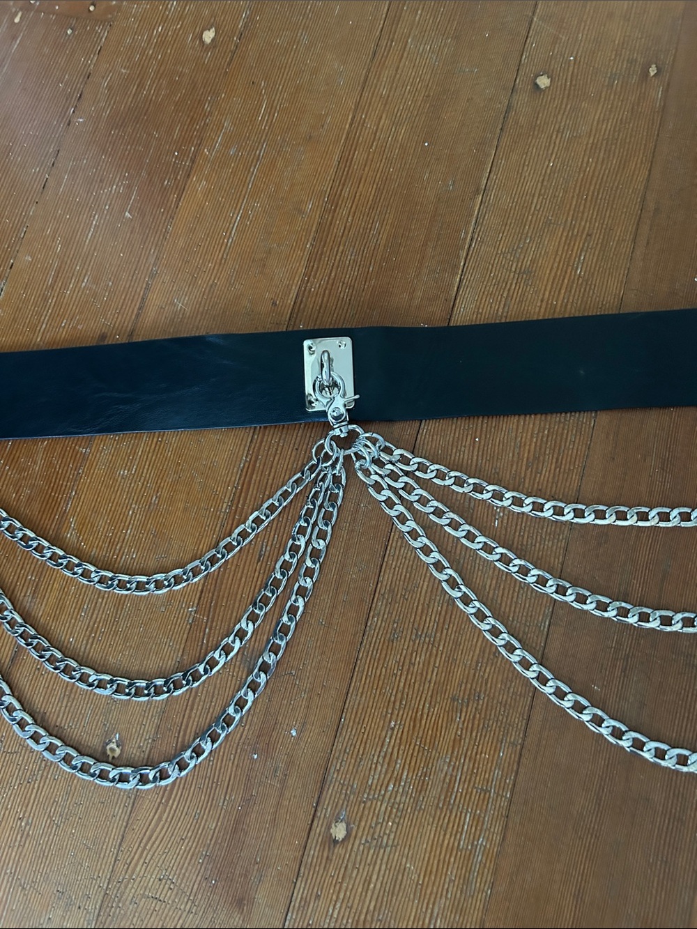 Midnight Hour Black Chain Draped Wide Belt goth industrial whimsycore - Picture 5 of 8